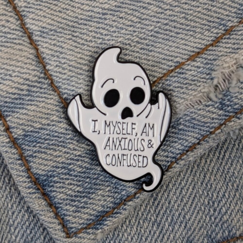 (5/$20) Anxious Ghost Enamel Pin